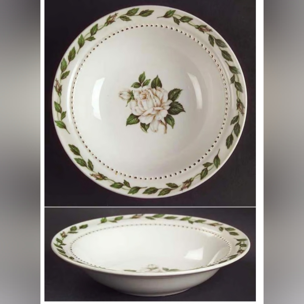 Set of 3 Rim Fruit/Dessert (Sauce) Bowls, Cameo Rose